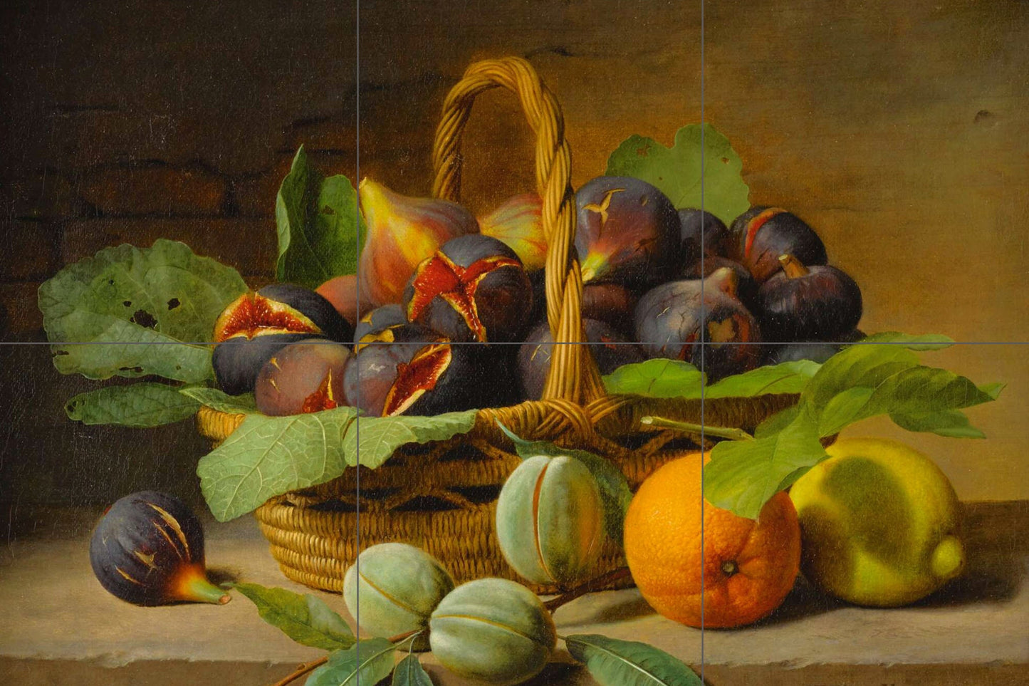 Tile Mural/Mosaic Ceramic Panel of William Hammer Still life of figs - William Hammer print - Tile Mural - Gloss Tiles - Tile Mosaic