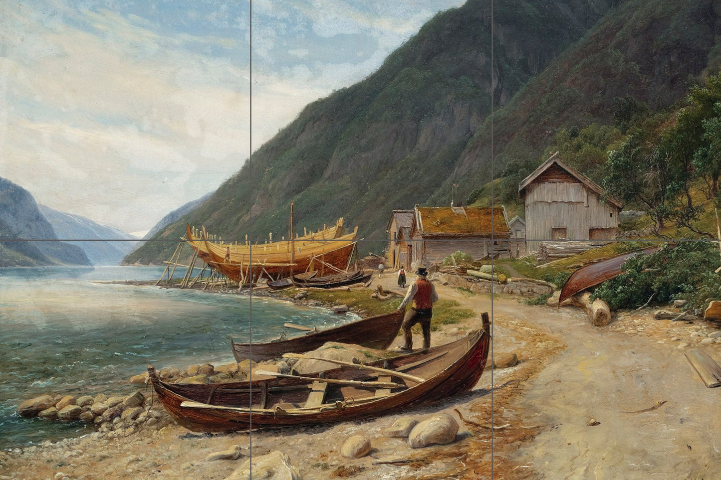 Tile Mural/Mosaic Ceramic Panel of Thomas Fearnley Gravensfjord - Gravensfjord print - Thomas Fearnley print - Tile Mural - Tile Mosaic