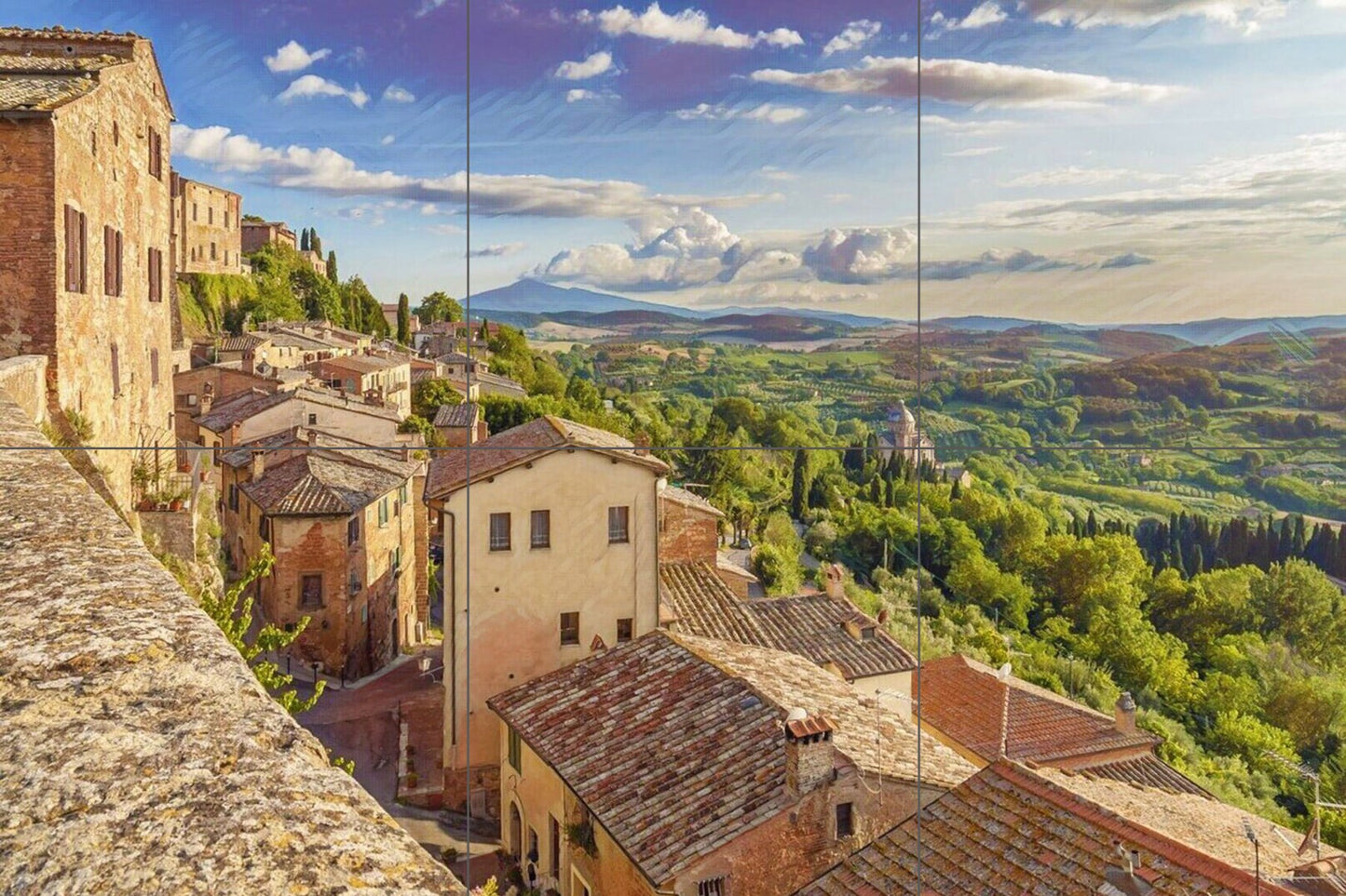 Tile Mural/Mosaic Ceramic Panel of Montepulciano Tuscany - Tuscany wall print - Montepulciano print - Tile Mural - Gloss Tiles - Tile Mosaic