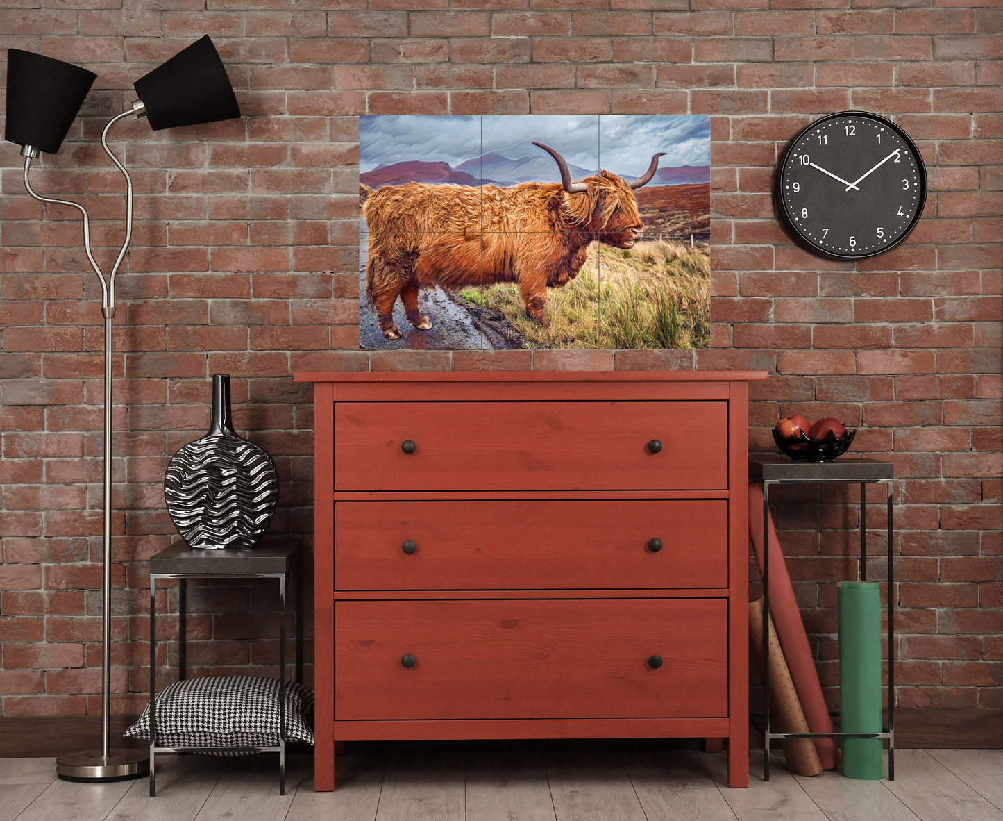 Tile Mural/Mosaic Ceramic Panel of Scottish Highlands Cattle - Scottish cow print - Tile Mural - Gloss Tiles - Tile Mosaic - Accent tiles