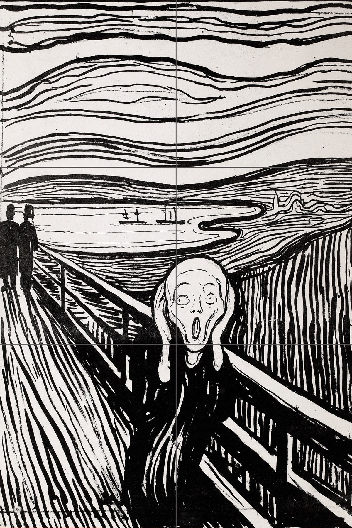 Tile Mural/Mosaic Ceramic Panel of The Scream by Edvard Munch - Munch wall print - The Scream print - Tile Mural - Tile Mosaic - Gloss Tiles