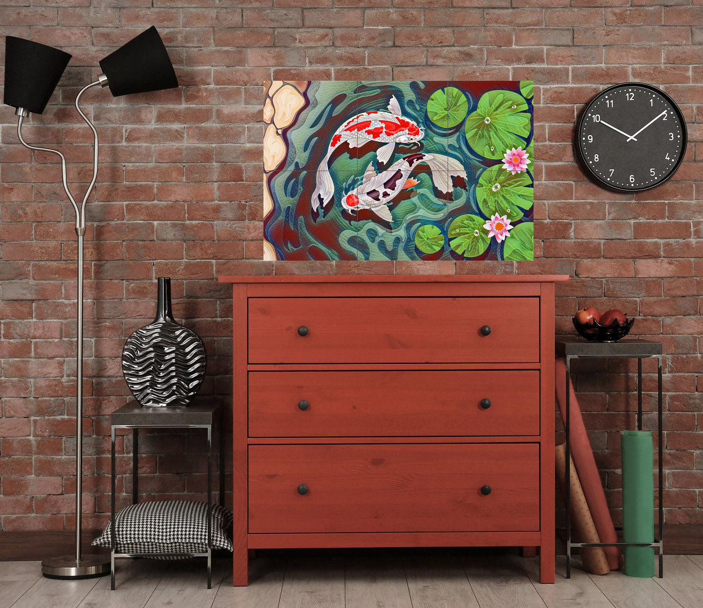 Tile Mural/Mosaic Ceramic Panel of a Japanese Koi Fish - Koi Fish wall print - Japanese wall print - Tile Mural - Gloss Tiles - Tile Mosaic