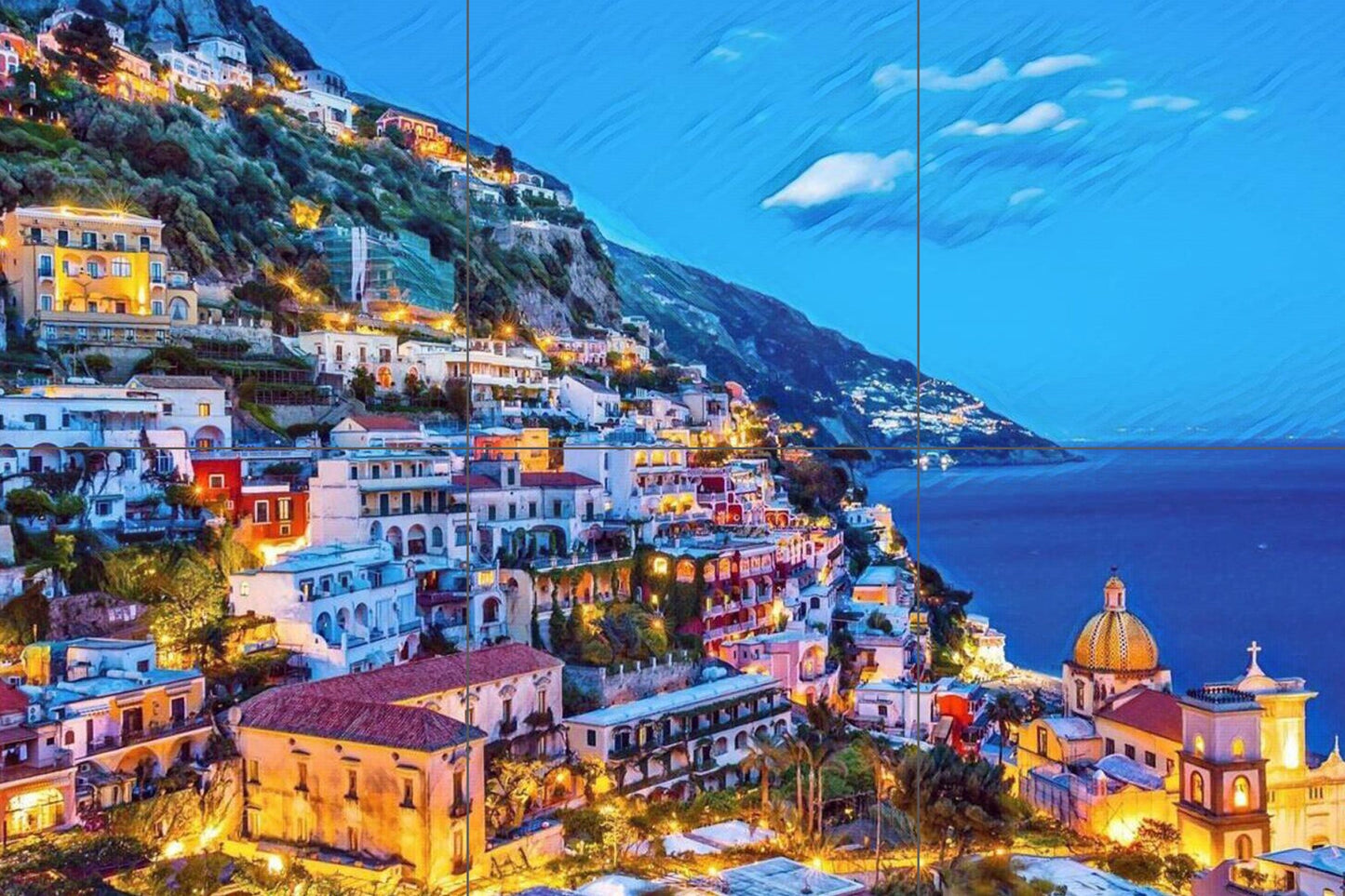 Tile Mural/Mosaic Ceramic Panel of Positano - Positano wall print - Positano Wall Art - Positano Tile Mural - Gloss Tiles - Tile Mosaic