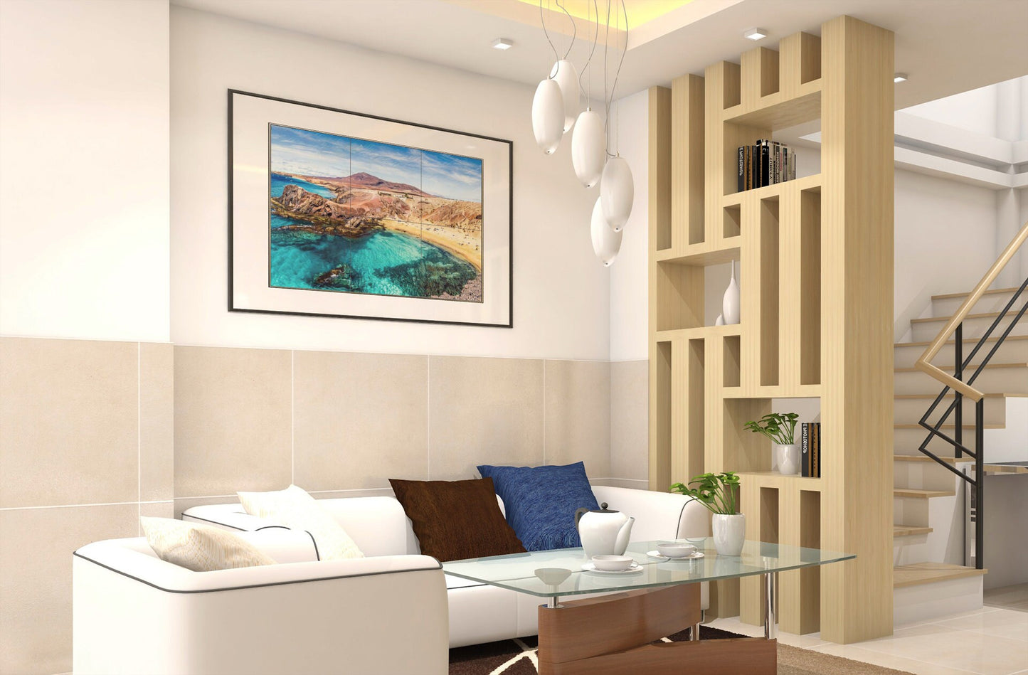 Tile Mural/Mosaic Ceramic Panel of Lanzarote Canary Islands- Spanish Landscape - Lanzarote wall print -Tile Mural - Gloss Tiles -Tile Mosaic
