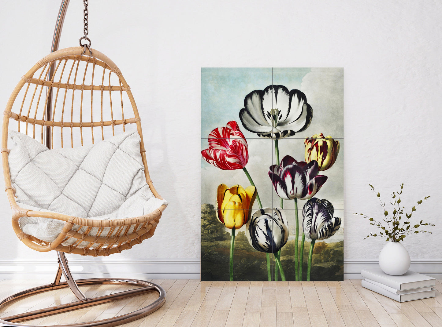 Tile Mural/Mosaic Ceramic Panel of Tulips by Robert John Thornton - Tulips wall print - John Thornton print - Tile Mural - Tile Mosaic