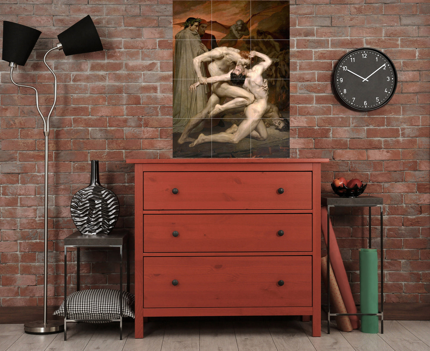 Tile Mural/Mosaic Ceramic Panel of William Bouguereau Dante and Virgil in Hell - Bouguereau wall print -Tile Mural -Gloss Tiles-Tile Mosaic