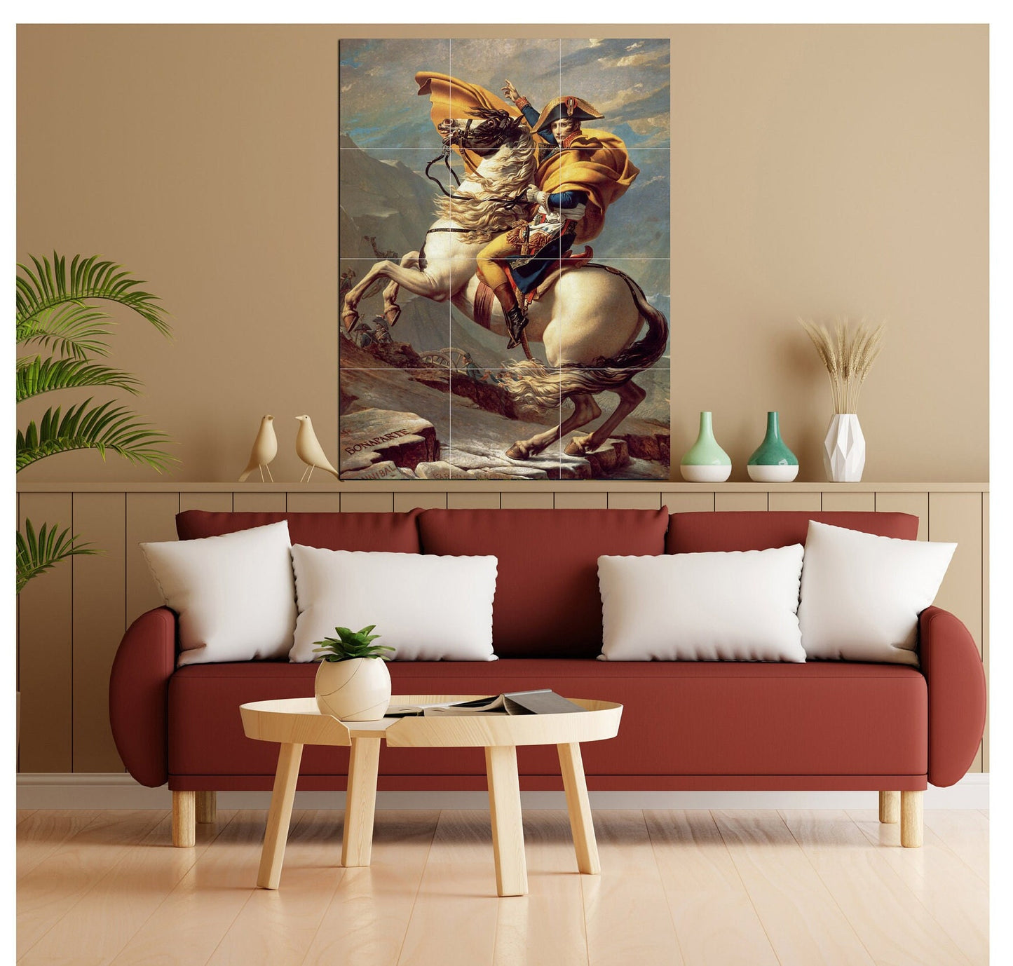 Tile Mural/Mosaic Ceramic Panel of Napoleon Crossing The Alps Louis David - Napoleon Bonaparte print -Tile Mural -Gloss Tiles-Tile Mosaic