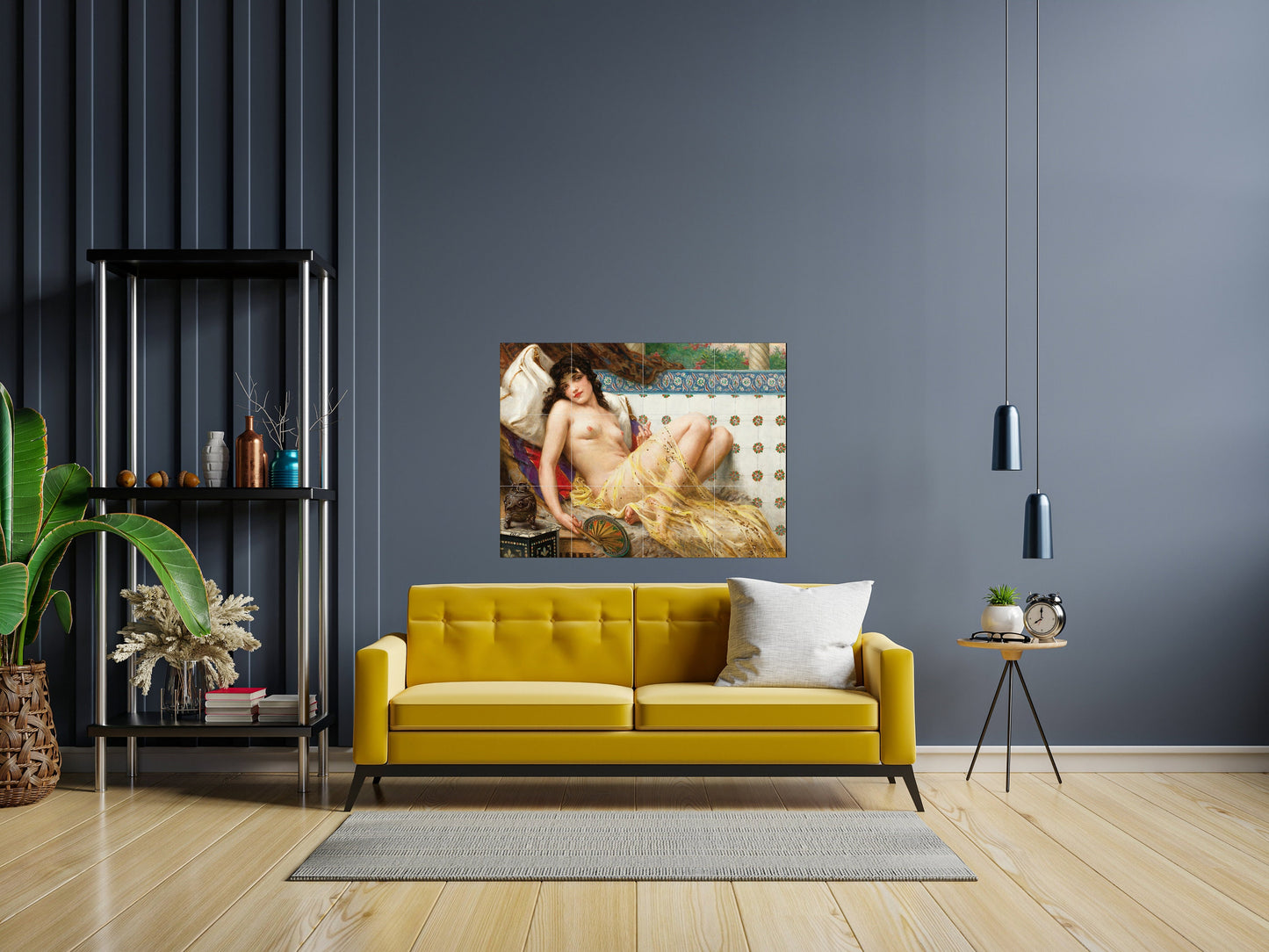 Tile Mural/Mosaic Ceramic Panel of Seignac Odalisque With The Fan-Seignac Nude print -Seignac Odalisque -Tile Mural -Gloss Tiles-Tile Mosaic