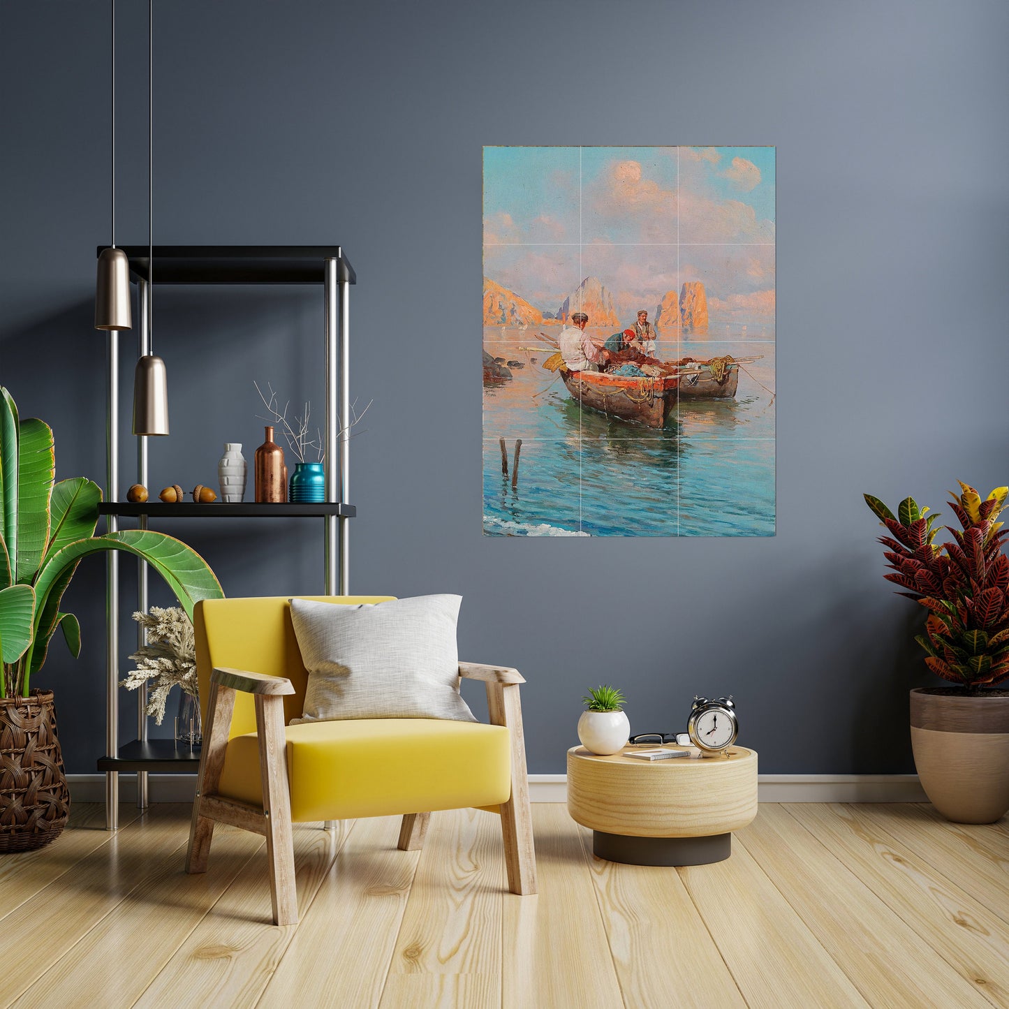 Tile Mural/Mosaic Ceramic Panel of Capri Fishermen - Italian Colourful Painting Art -Tile Mural -Gloss Tiles-Tile Mosaic