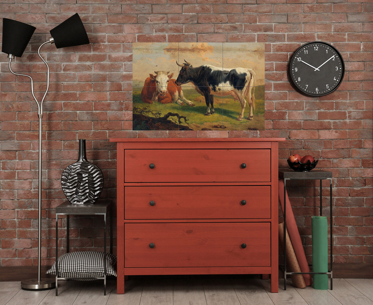 Tile Mural/Mosaic Ceramic Panel of a Cows in the Pasture - Von Dalling - Colourful Wall Nature Art - Tile Mural - Gloss Tiles - Tile Mosaic
