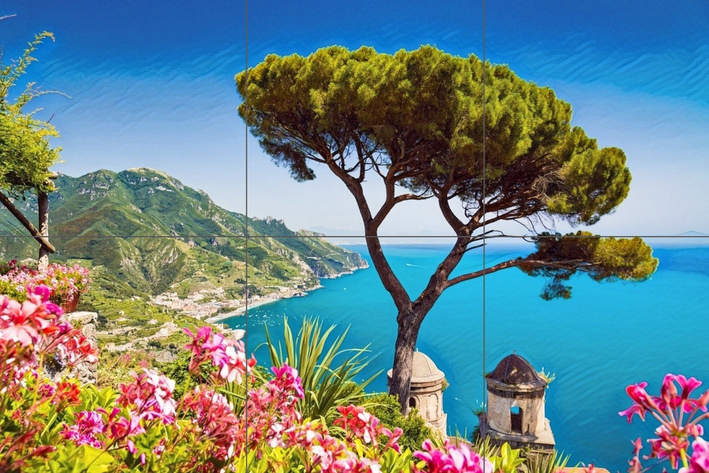 Tile Mural/Mosaic Ceramic Panel of Ravello Amalfi coast - Ravello wall print - Amalfi coast print - Tile Mural - Gloss Tiles - Tile Mosaic