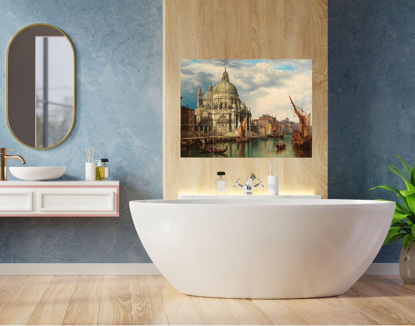 Tile Mural/Mosaic Ceramic Panel of Venice, Grand Canal with Santa Maria della Salute -Jaeckel-Colourful Painting -Tile Mural -Tile Mosaic