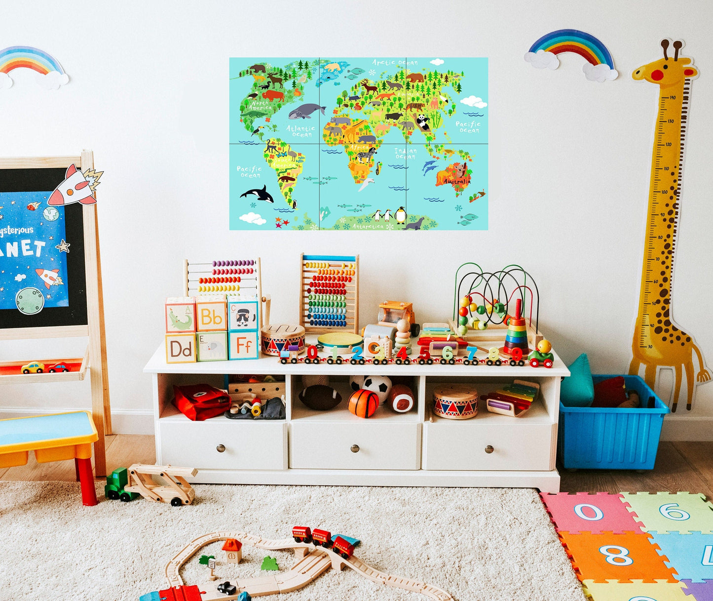 Tile Mural/Mosaic Ceramic Panel of a World Map - Children Room - Nursery decor - Nursery Wall Art - Tile Mural - Gloss Tiles - Tile Mosaic