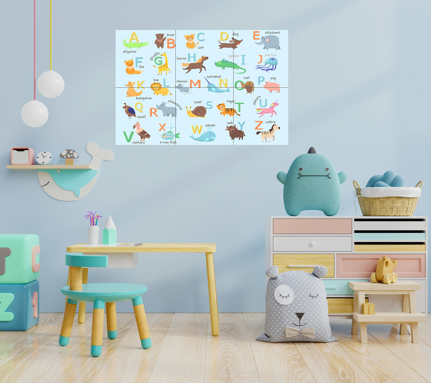 Tile Mural/Animal Alphabet Ceramic Mosaic - Children Room - Nursery Decor - Animals Wall Art - Tile Mural - Gloss Tiles - Tile Mosaic