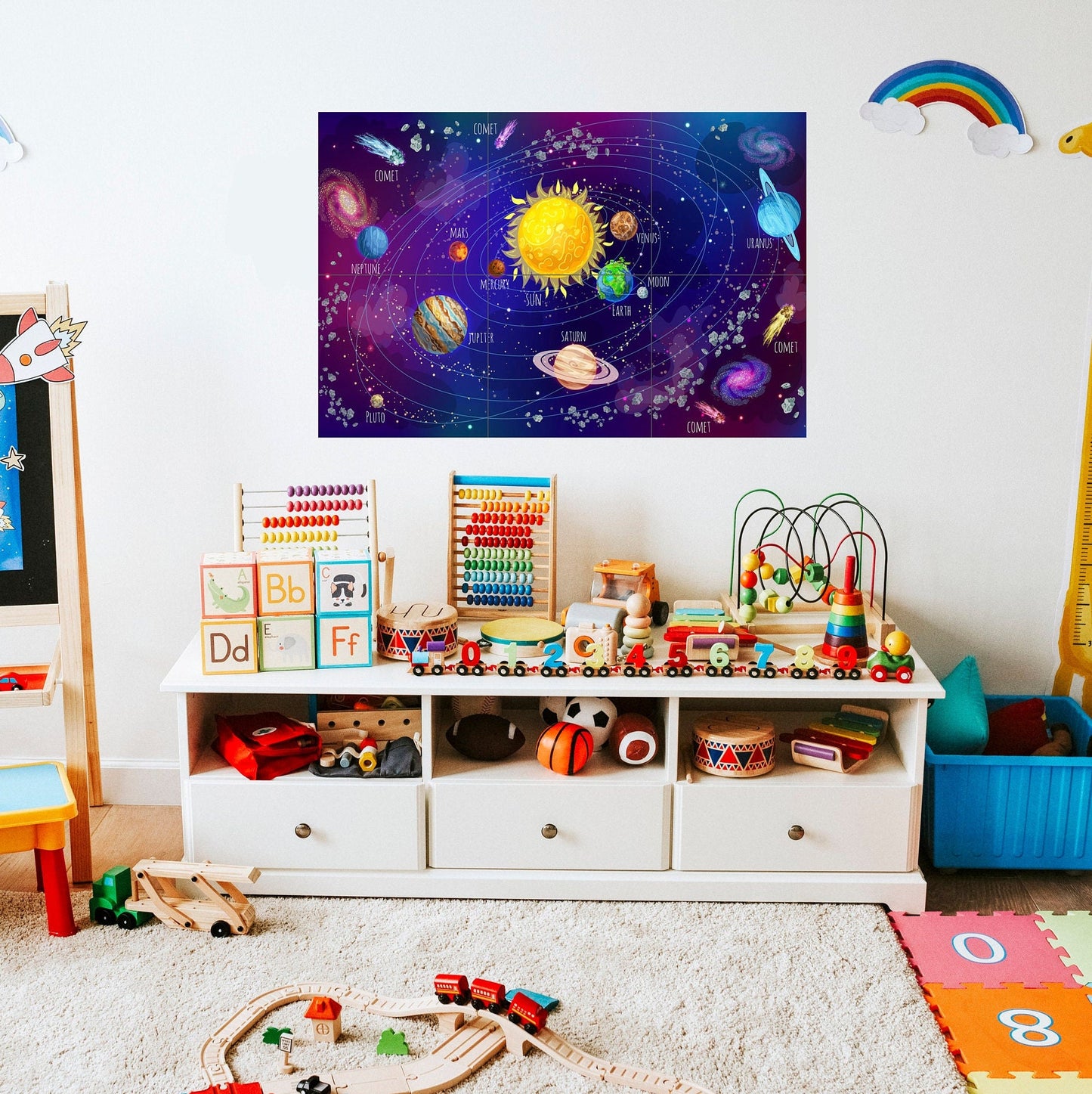 Tile Mural Solar system Ceramic Mosaic - Children Room - Nursery -Colourful Wall Art -Educational Tile Mural -Solar system print tile Mosaic