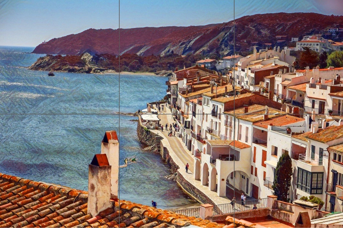 Tile Mural/Mosaic Ceramic Panel of Cadaqués Costa Brava - Spanish wall mural - Costa Brava Wall Art - Tile Mural - Gloss Tiles -Tile Mosaic