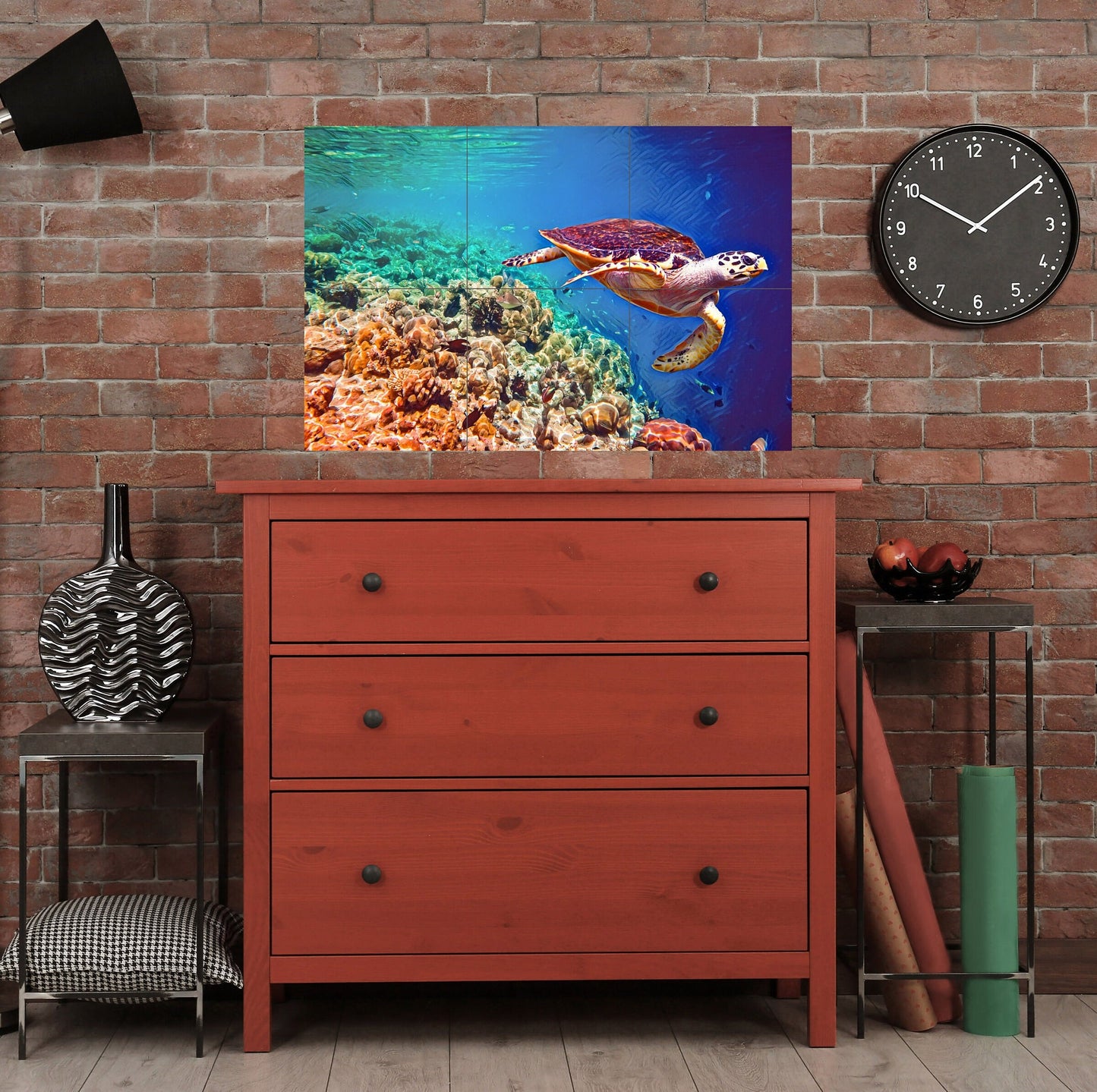 Sea Turtle Mosaic Tile Mural |Turtle Tile Backsplash, Wall Art & Home Decor | Sea Turtle Tile,Turtle Wall Art,Sea Animal Print, Turtle Print