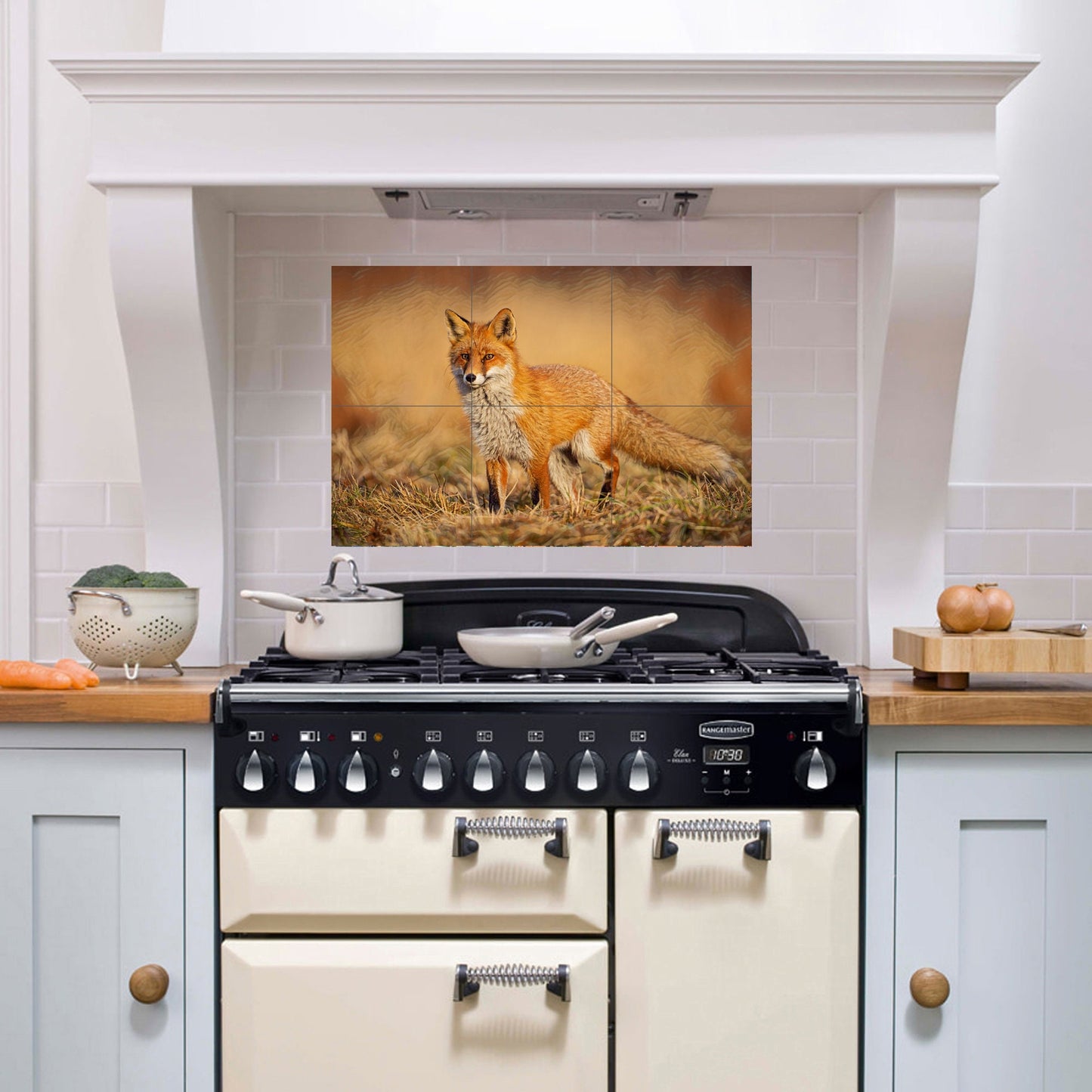 Tile Mural/Mosaic Ceramic Panel of a Red Fox-Fox Wall Art - Tile Mural Fox Art Print - Gloss Tiles - Tile Mosaic - Kitchen backsplash