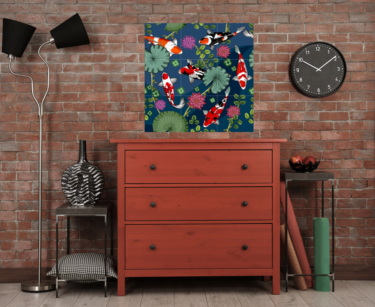 Tile Mural/Mosaic Ceramic Panel of a Japanese Koi Fish - Koi Fish wall print - Japanese print - Tile Mural - Gloss Tiles - Tile Mosaic