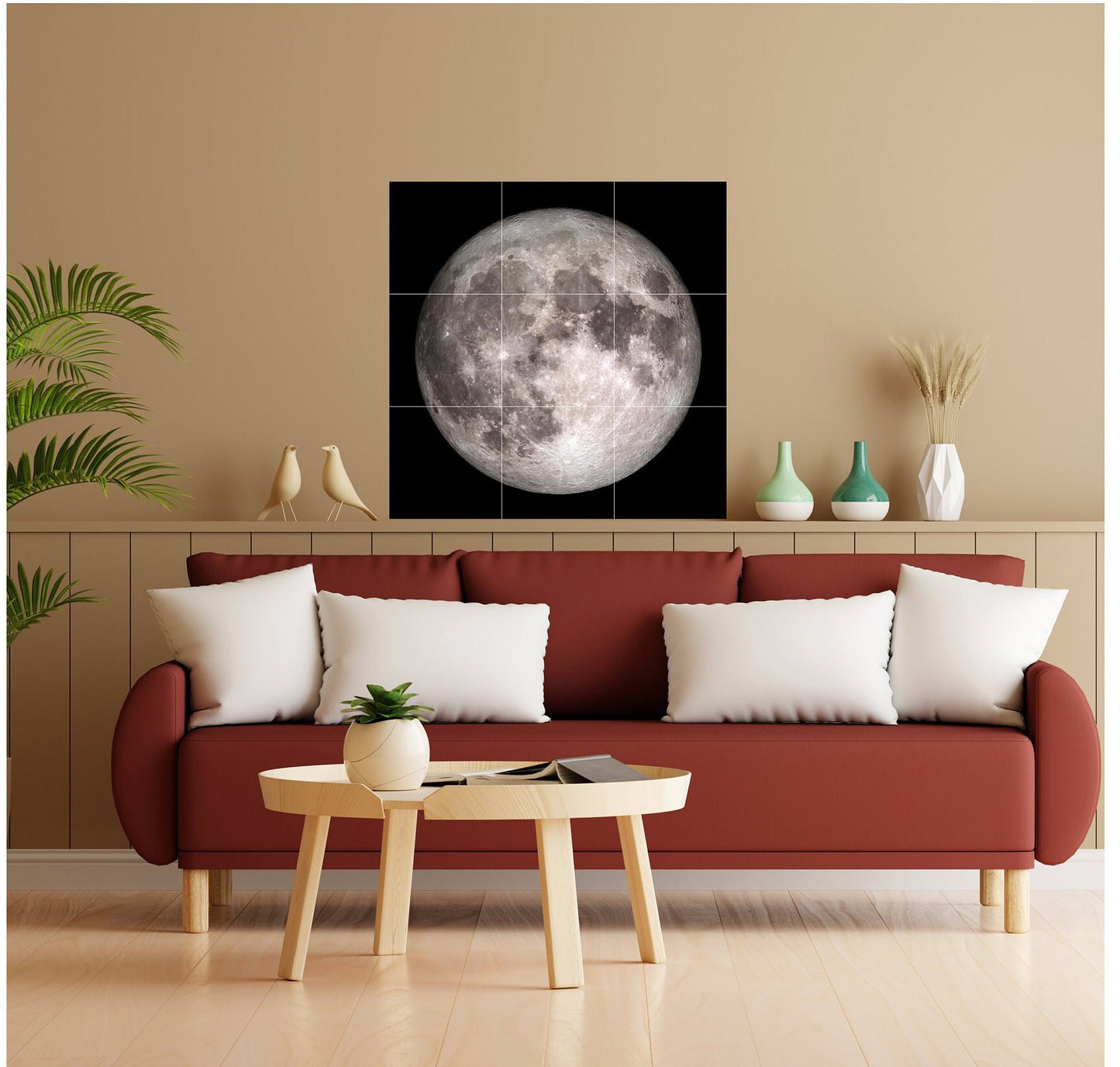 Tile Mural/Mosaic Ceramic Panel of the Moon from Space - Space Wall Art - Tile Mural - Gloss Tiles - Tile Mosaic