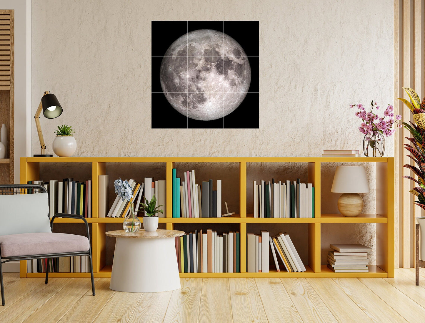 Tile Mural/Mosaic Ceramic Panel of the Moon from Space - Space Wall Art - Tile Mural - Gloss Tiles - Tile Mosaic