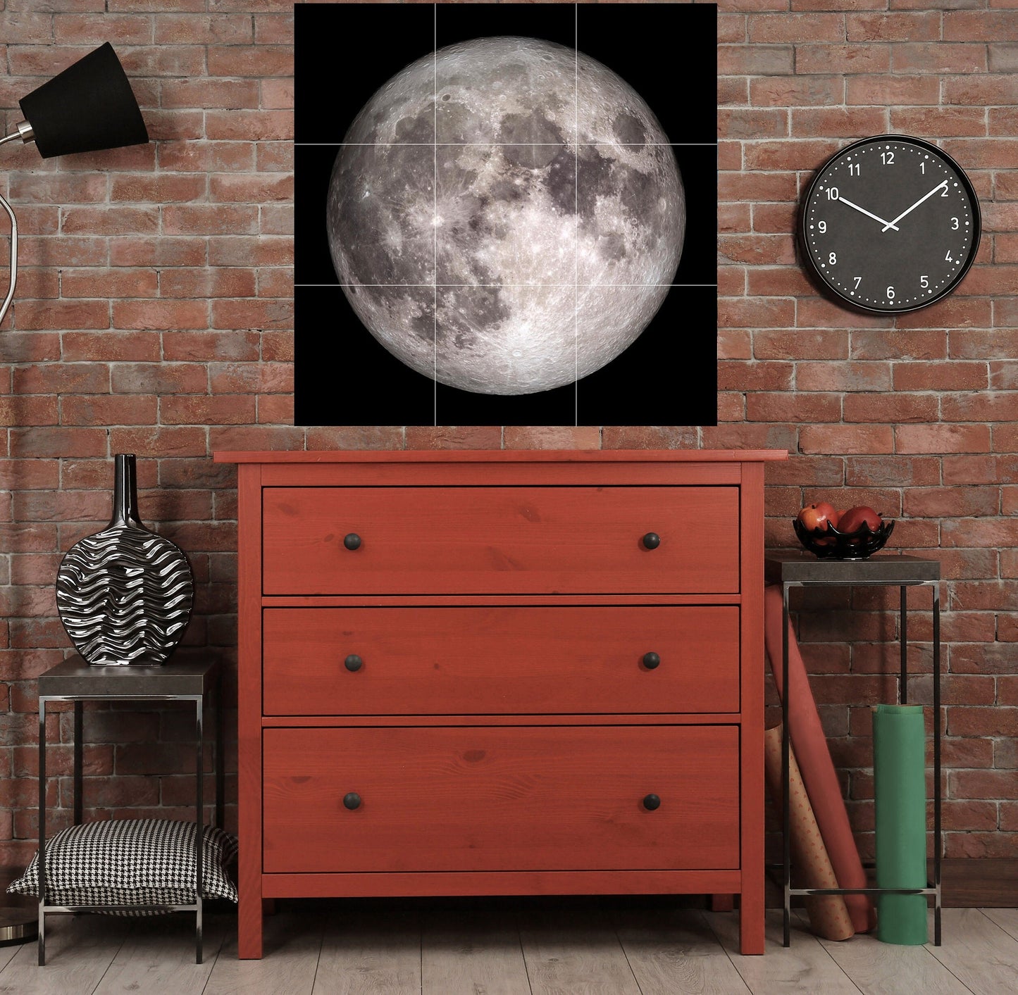 Tile Mural/Mosaic Ceramic Panel of the Moon from Space - Space Wall Art - Tile Mural - Gloss Tiles - Tile Mosaic