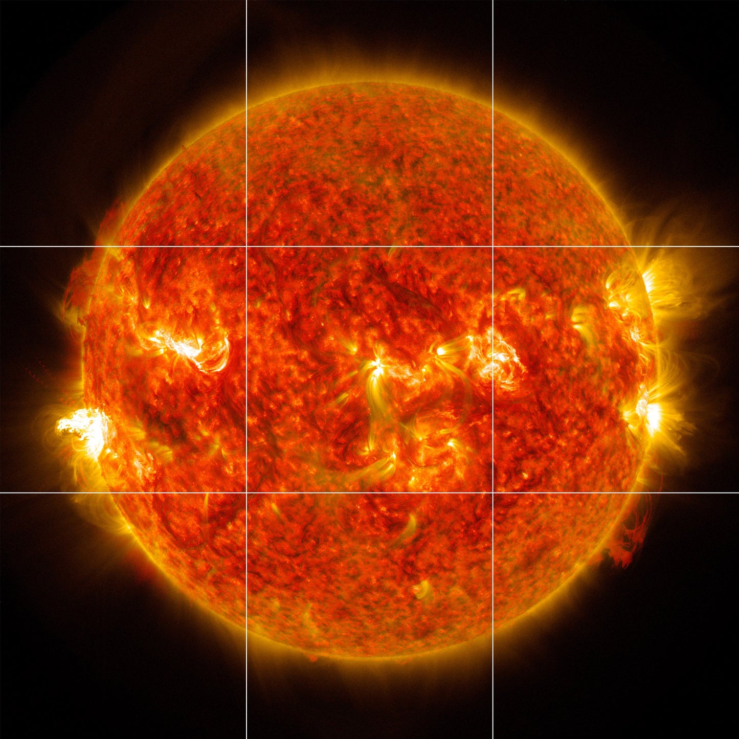 Tile Mural/Mosaic Ceramic Panel of the Sun emitting a mid-level solar flare -Colourful Space Wall Art - Tile Mural -Gloss Tiles -Tile Mosaic