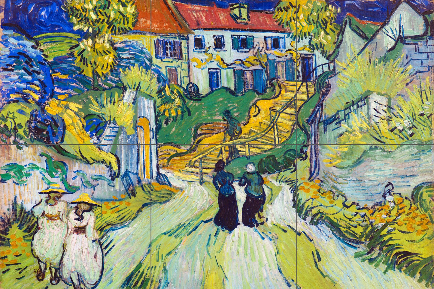 Tile Mural/Mosaic Ceramic Panel of Vincent Van Gogh Stairway at Auvers - Nature Art - Tile Mural - Gloss Tiles - Tile Mosaic
