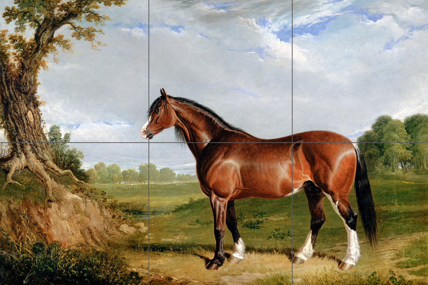 Tile Mural/Mosaic Ceramic Panel of A Clydesdale Stallion - John Frederick - Nature Art - Tile Mural - Horse wall print - Horse Tile Mosaic