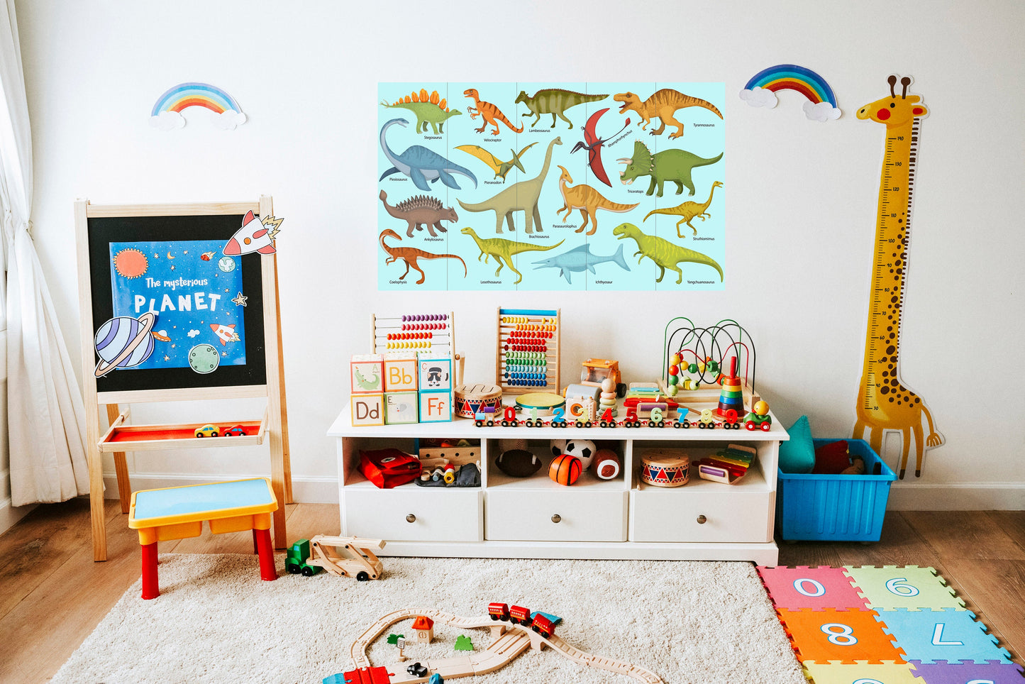 Tile Mural/Ceramic Mosaic Dinosaur nursery decor -Children educational print -Children playroom decor- Tile Mural- Gloss Tiles -Tile Mosaic