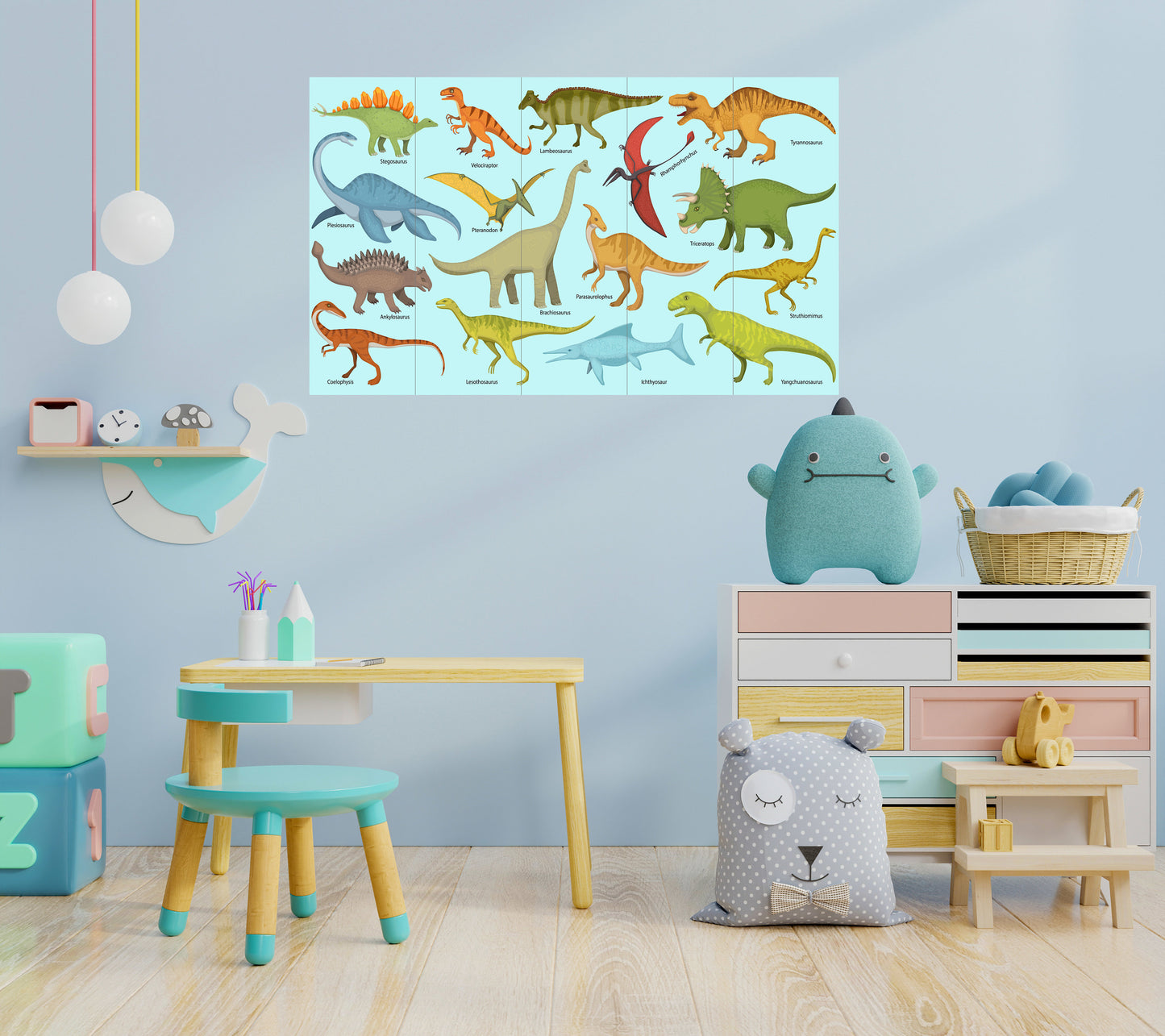 Tile Mural/Ceramic Mosaic Dinosaur nursery decor -Children educational print -Children playroom decor- Tile Mural- Gloss Tiles -Tile Mosaic