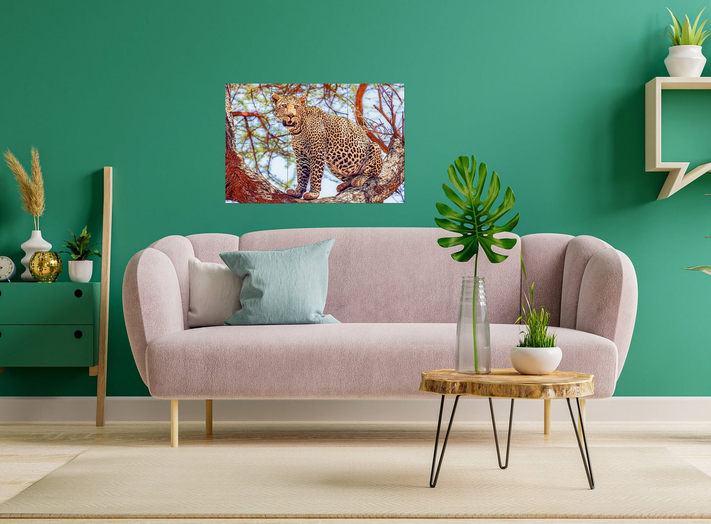 Tile Mural/Mosaic Ceramic Panel of Leopard -Leopard wall print -Leopard wall art - Tile Mural Art Print - Gloss Tiles -Tile Mosaic