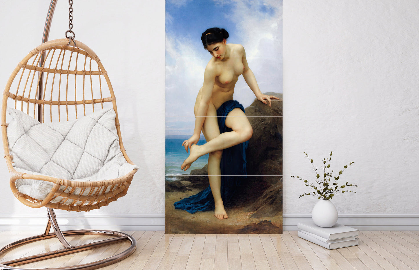 Tile Mural/Mosaic Ceramic Panel of William Bouguereau After the Bath - Bouguereau Nude Art - Nude print- Tile Mural -Gloss Tiles-Tile Mosaic