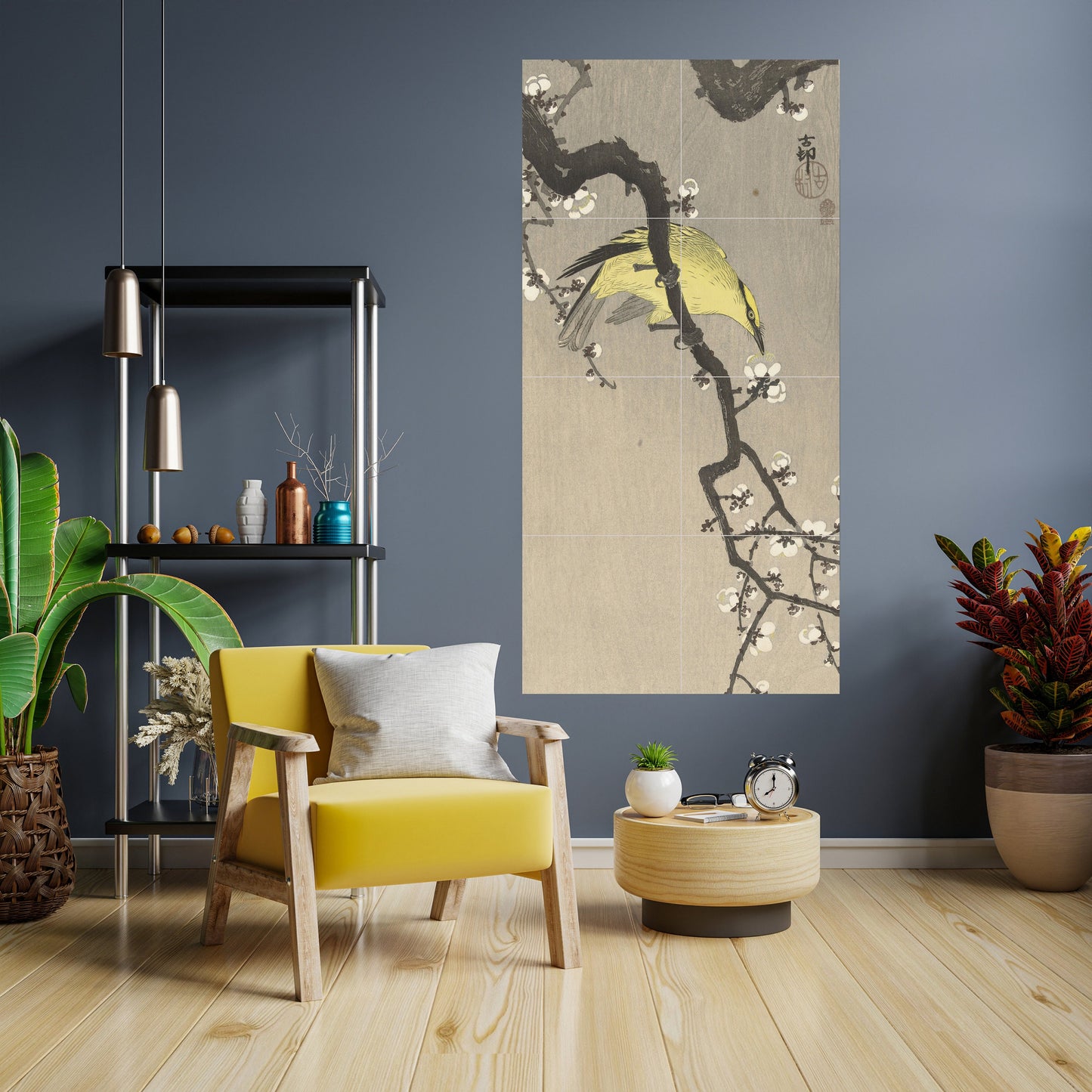 Tile Mural/Mosaic Ceramic Panel of Chinese Golden Oriole on Plum Blossom - Koson - Japanese Art - Tile Mural - Gloss Tiles - Tile Mosaic
