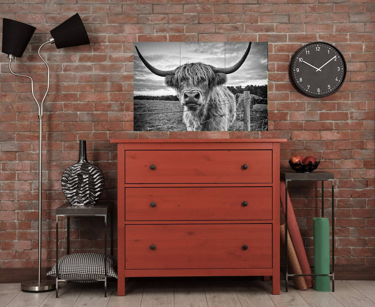 Tile Mural/Mosaic Ceramic Panel of a Scottish Highland Cow - Yak wall print - Scottish Cow print - Tile Mural - Gloss Tiles - Tile Mosaic
