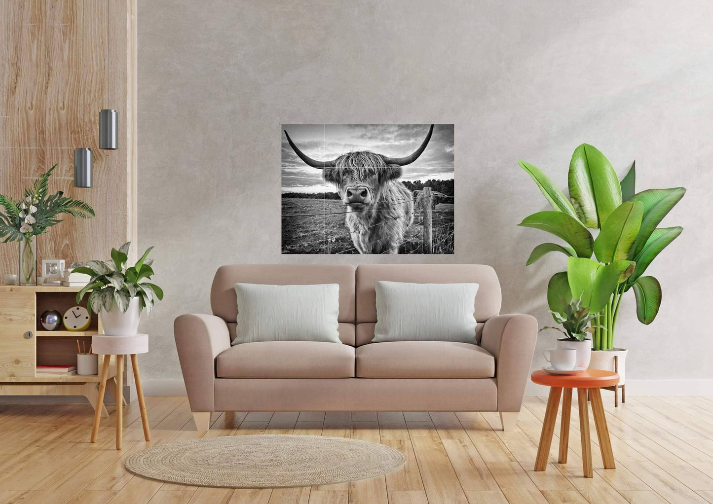 Tile Mural/Mosaic Ceramic Panel of a Scottish Highland Cow - Yak wall print - Scottish Cow print - Tile Mural - Gloss Tiles - Tile Mosaic