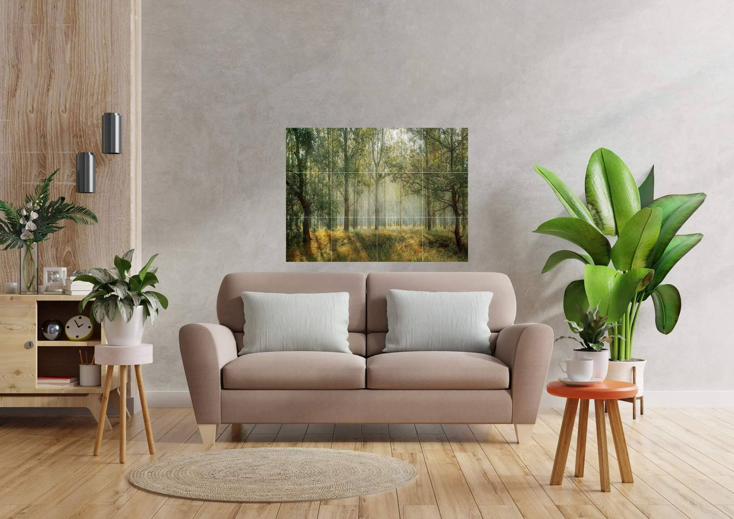 Tile Mural/Mosaic Ceramic Panel of a Misty Forest - Colourful Wall Nature Art - Tile Mural - Gloss Tiles - Tile Mosaic