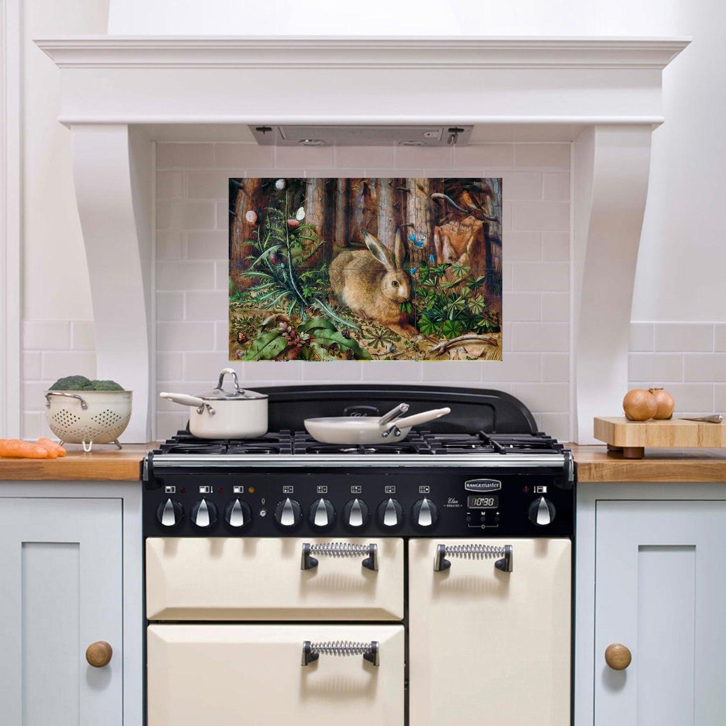 Tile Mural/Mosaic Ceramic Panel of Hans Hoffmann a Hare in the Forest - Hare Wall Print -Tile Mural - Gloss Tiles -Tile Mosaic - Home decor