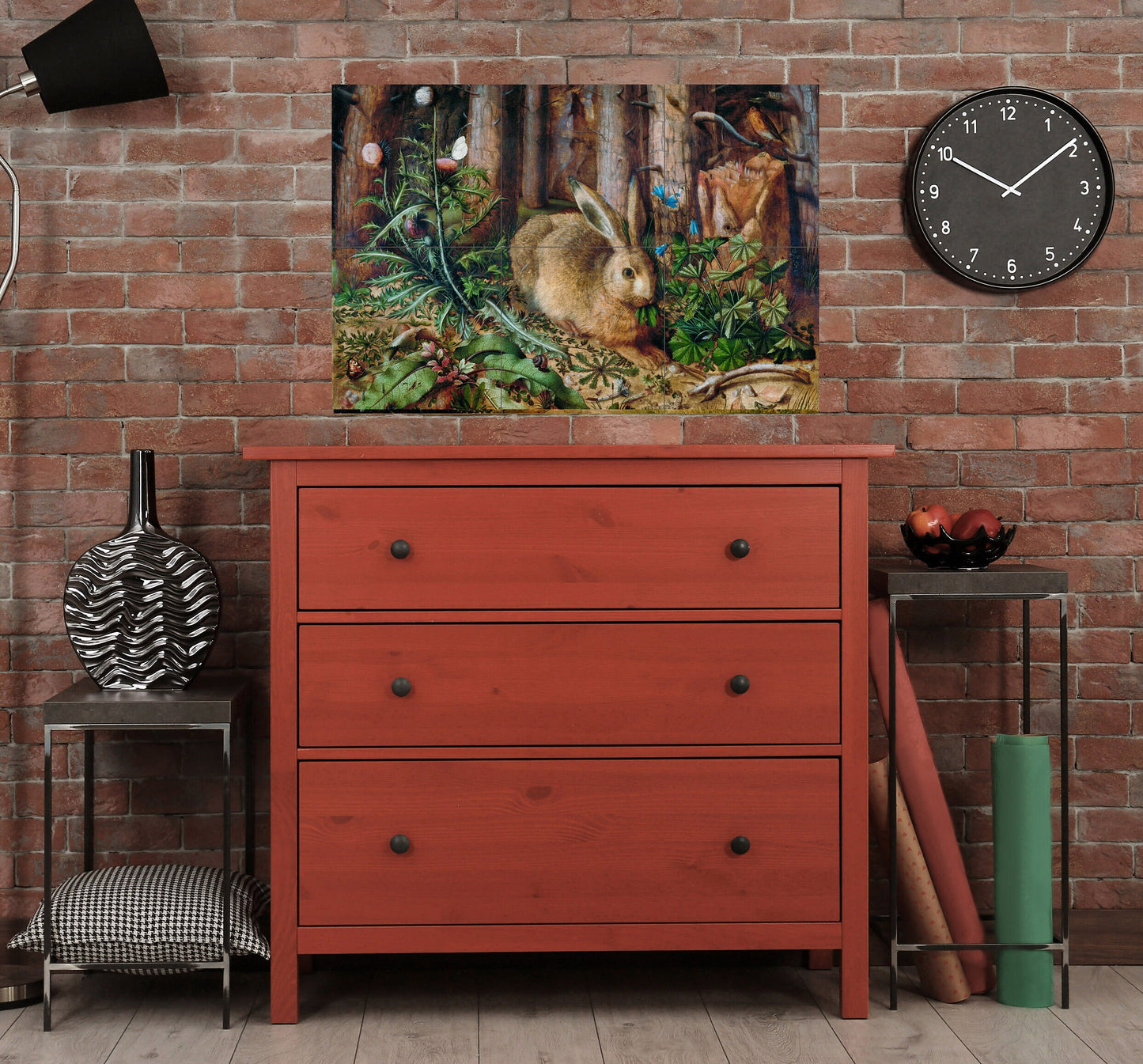 Tile Mural/Mosaic Ceramic Panel of Hans Hoffmann a Hare in the Forest - Hare Wall Print -Tile Mural - Gloss Tiles -Tile Mosaic - Home decor