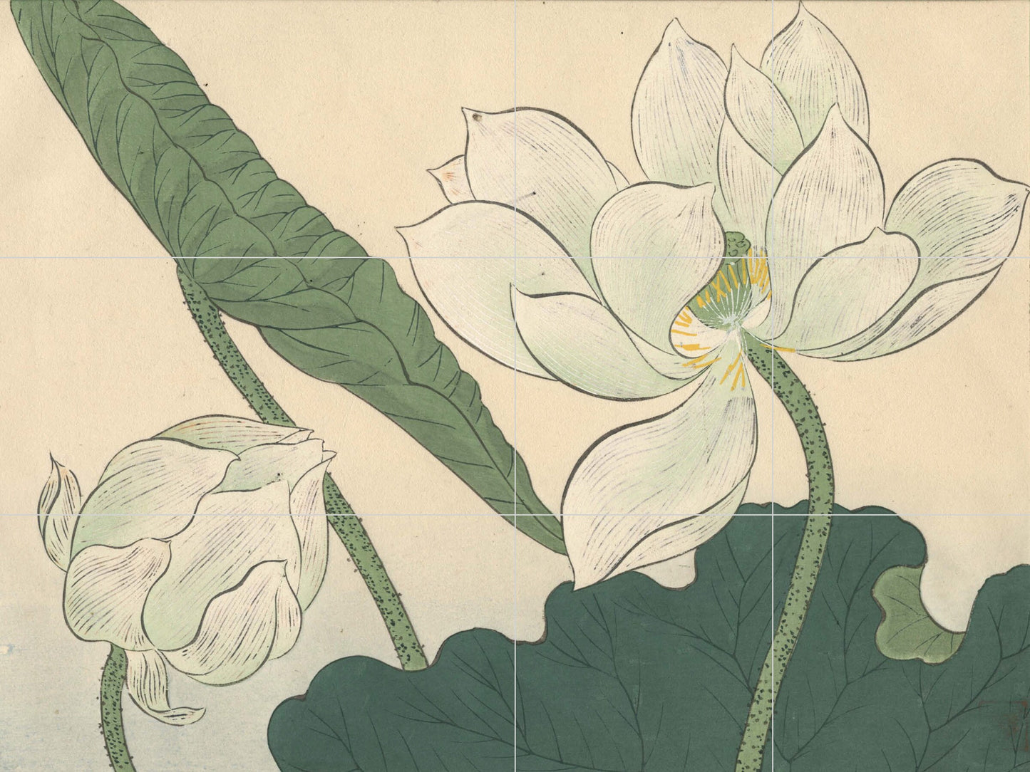 Tile Mural/Mosaic Ceramic Panel of Lotus Flower Sakai Hoitsu -Japanese Wall Art - Tile Mural - Gloss Tiles -Tile Mosaic