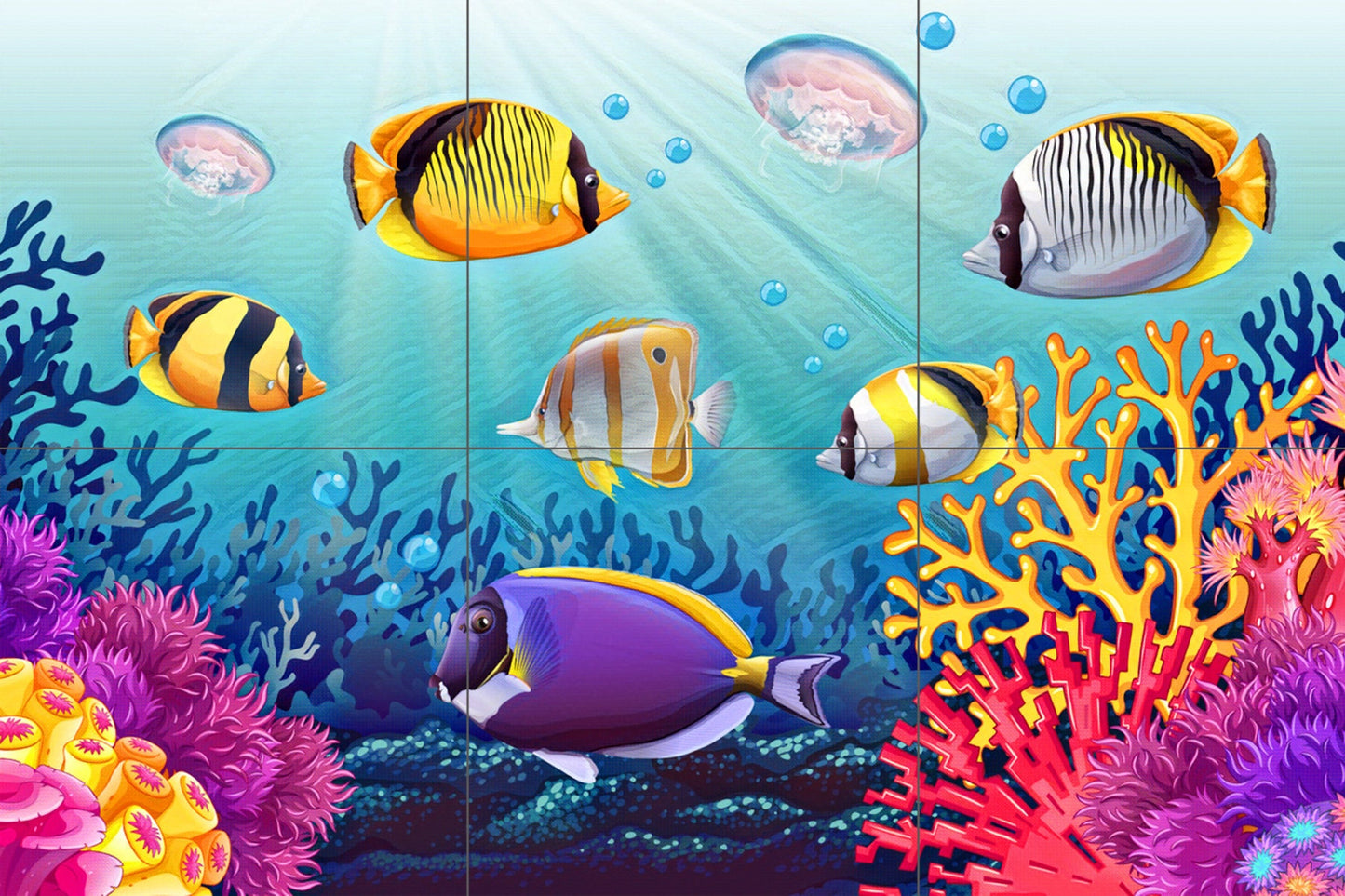 Tile Mural/Mosaic Ceramic Panel of an Aquarium -Children's Room- Nursery wall print - Nursery decor - Tile Mural - Gloss Tiles - Tile Mosaic
