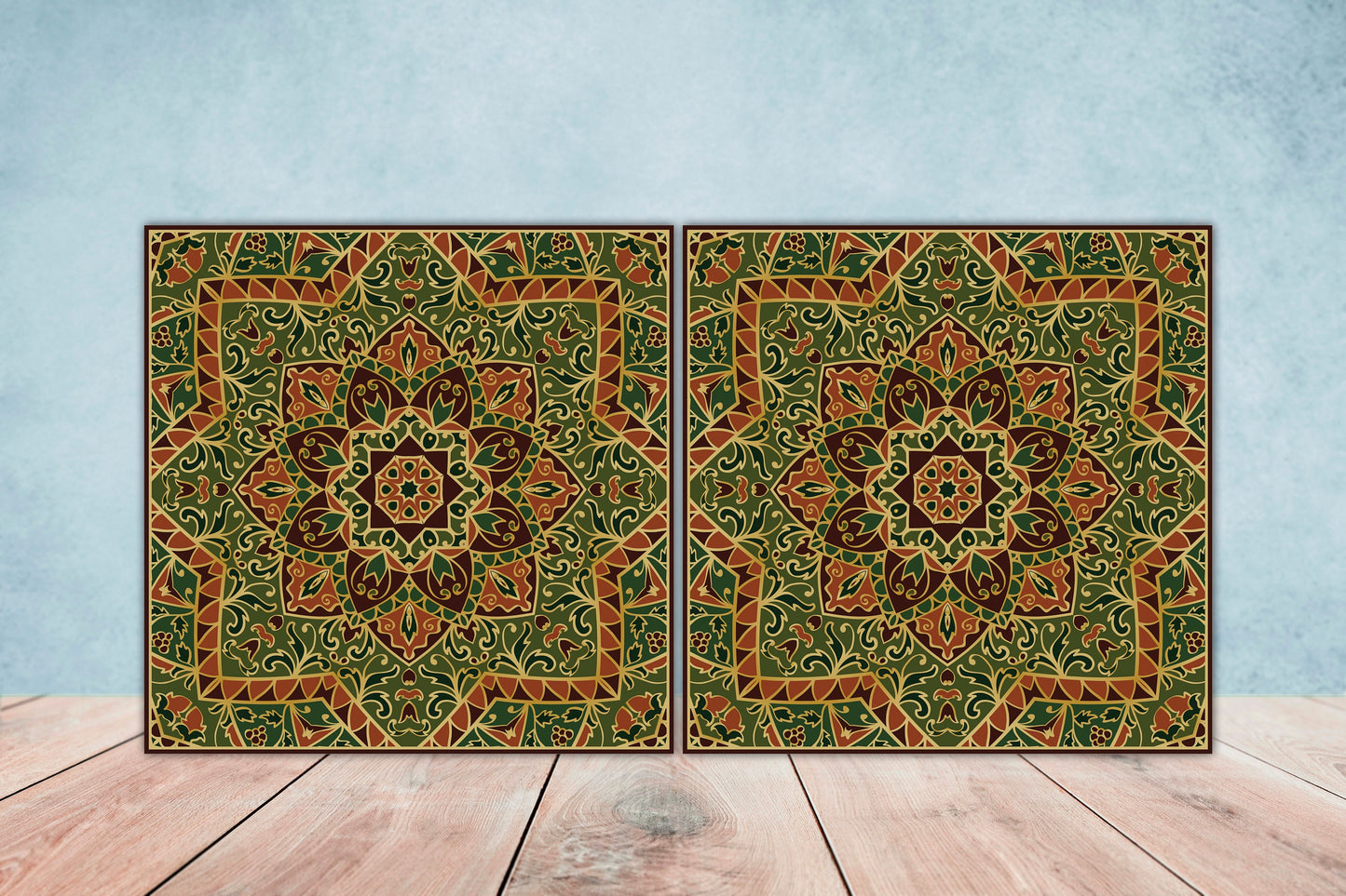 Moroccan Ceramic Tiles - Set of 2 Moroccan Wall Decor Tiles - Kitchen Backsplash Tiles, Table Decorative Tiles, Bathroom Tiles, Coaster
