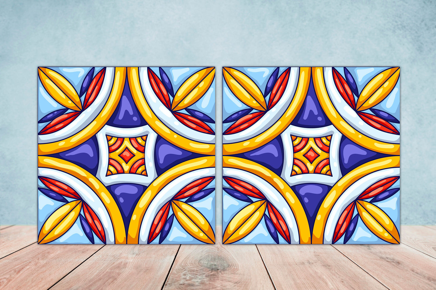 Italian Majolica Ceramic Tiles - Set of 2 Italian Wall Ceramic Tiles - Kitchen Backsplash Tiles, Table Decorative Tiles, Bathroom Tiles