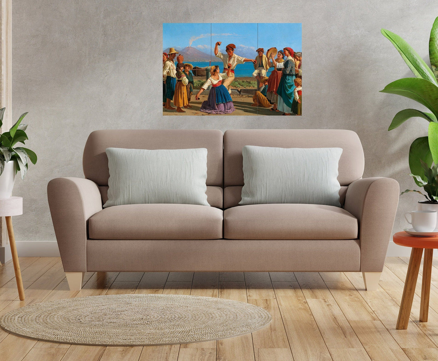 Tile Mural/Mosaic Ceramic Panel of Tarantella, Naples Vesuvius print -Naples Wall Art -Naples print- Vesuvius print- Tile Mural -Tile Mosaic