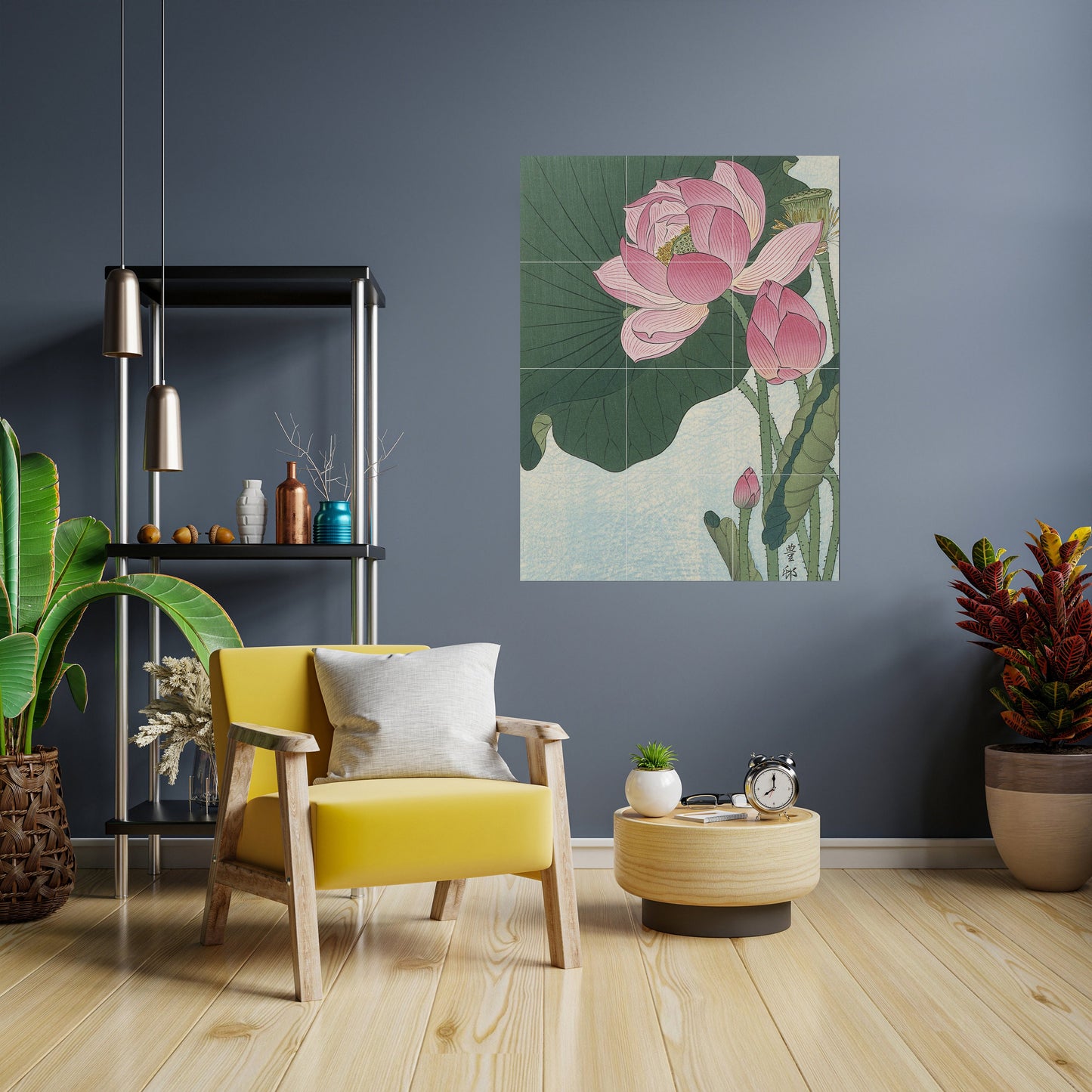 Tile Mural/Mosaic Ceramic Panel of a Blooming Lotus Flower - Japan wall print- Koson - Wall Nature Art -Tile Mural -Gloss Tiles -Tile Mosaic