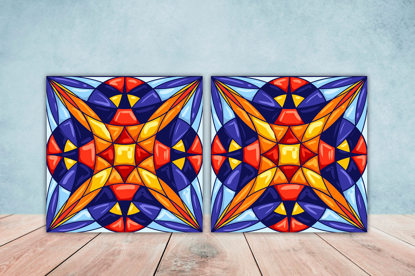 Italian Majolica Ceramic Tiles - Set of 2 Italian Wall Decor Tiles - Kitchen Backsplash Tiles, Table Decorative Tiles, Bathroom Tiles