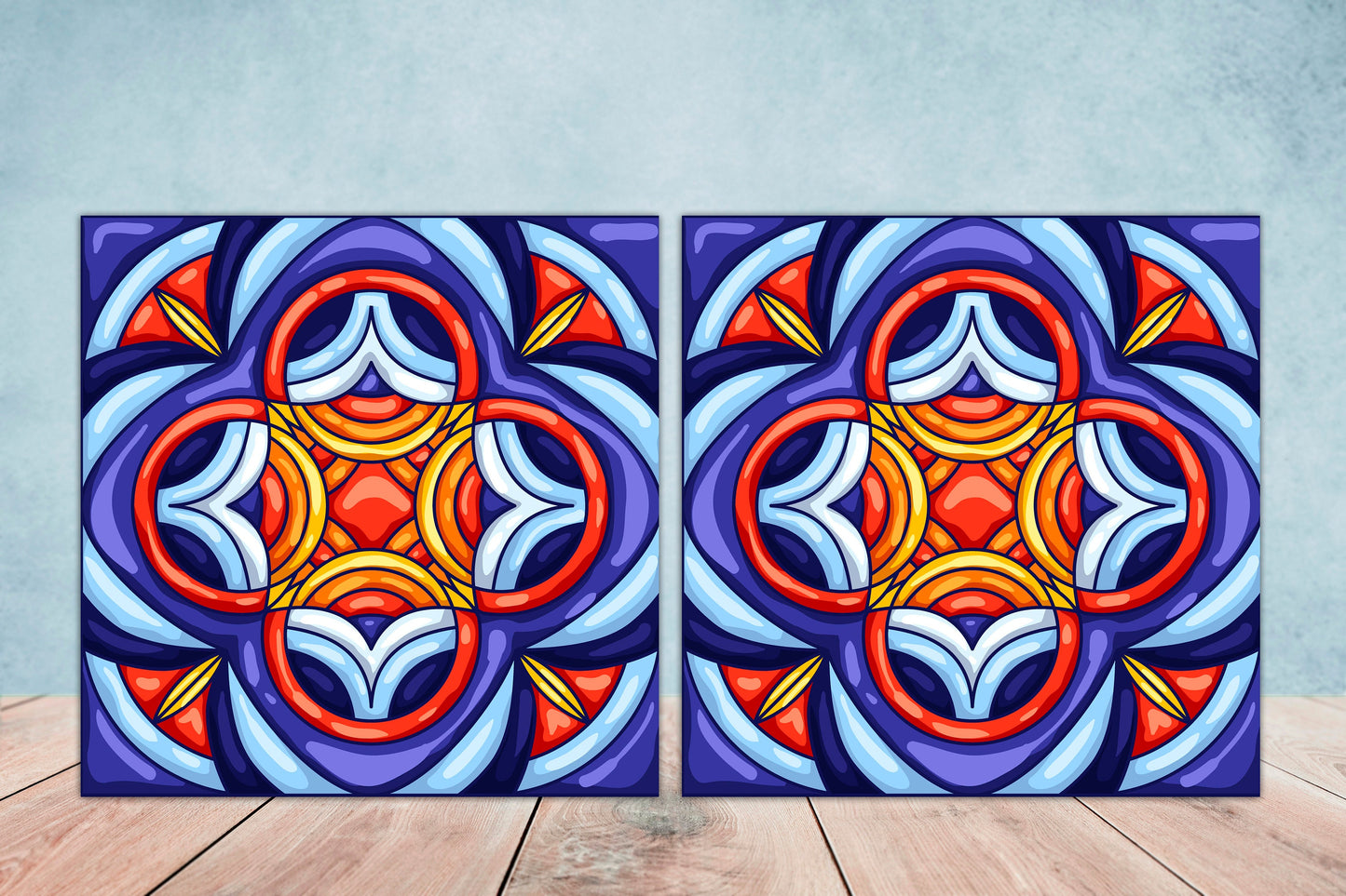 Italian Majolica Ceramic Tiles - Set of 2 Italian Wall Ceramic Tiles - Kitchen Backsplash Tiles, Table Decorative Tiles, Bathroom Tiles