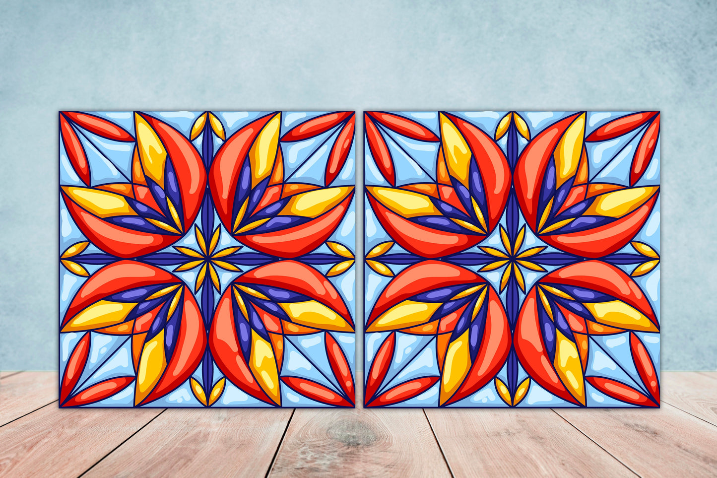 Italian Majolica Ceramic Tiles - Set of 2 Italian Wall Decor Tiles - Kitchen Backsplash Tiles, Table Decorative Tiles, Bathroom Tiles