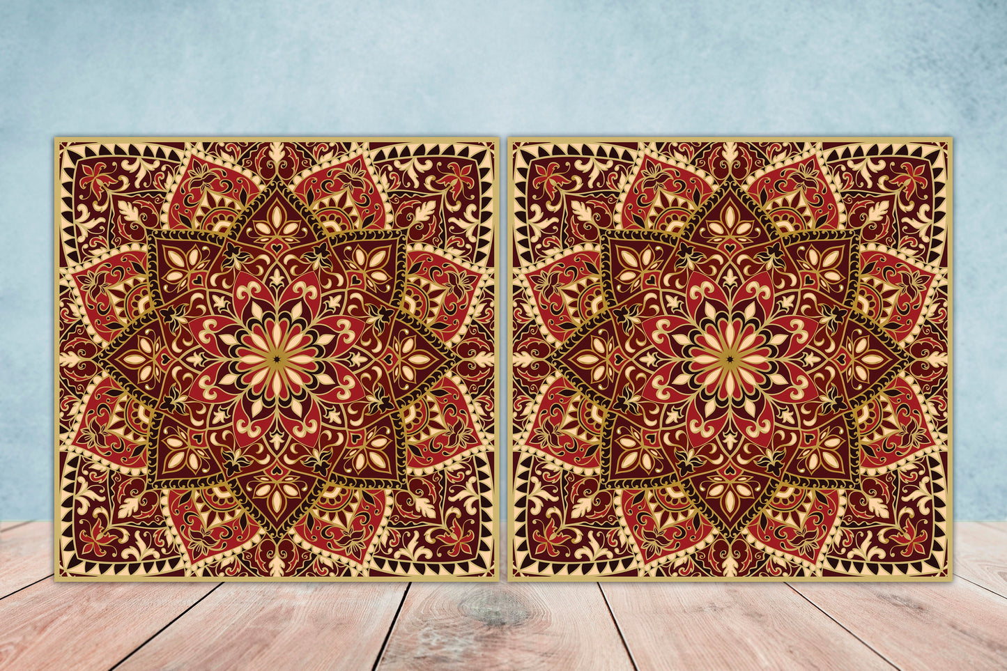 Moroccan Ceramic Tiles - Set of 2 Moroccan Wall Decor Tiles - Kitchen Backsplash Tiles, Table Decorative Tiles, Bathroom Tiles, Coaster