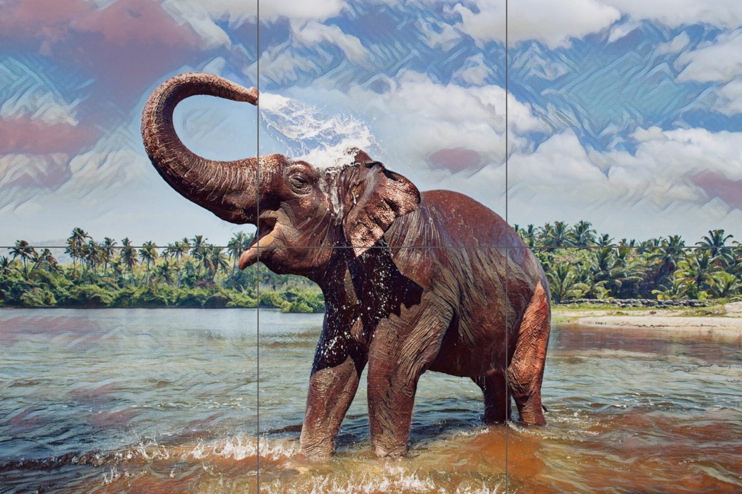 Tile Mural/Mosaic Ceramic Panel of an Elephant - Elephant wall print - Elephant Tile Mural - Accent Tiles - Home Decor - Tile Mosaic